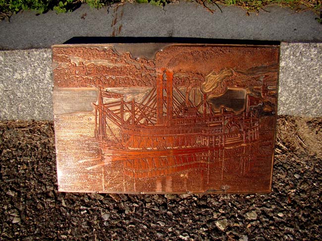 A fine and rare late 19th century copper printing plate featuring the U.S. Mail Paddle Wheeler "KATE ADAMS" — image 2